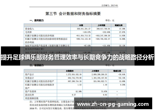 提升足球俱乐部财务管理效率与长期竞争力的战略路径分析